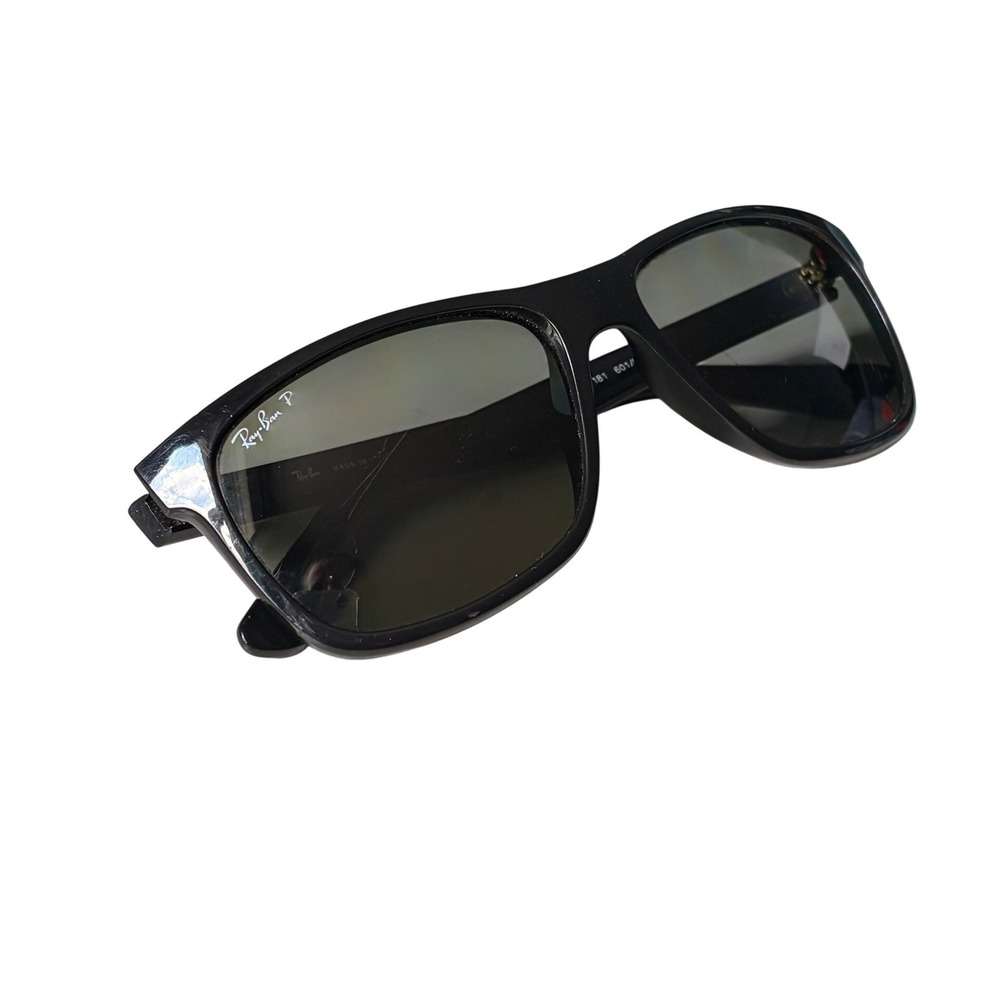 Ray-Ban RB4181 601/9A Black Polarized Square Sunglasses Made in Italy